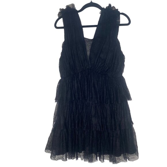 Fate Lace Tiered Mini Dress Size XL Black Dark Romantic Whimsygoth Holiday NYE - Picture 2 of 14
